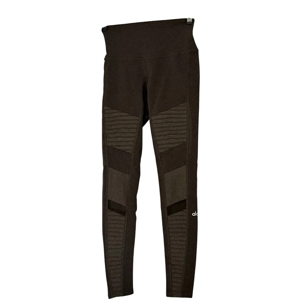 Alo Yoga Moto‎ Leggings Anthracite High Waist Mesh - XSmall
